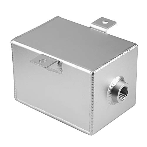 Respiradero de lata de aceite, tanque de depósito de lata de captura de aceite de coche de aleación de aluminio 2L con filtro de ventilación modificado Universal(Plata)