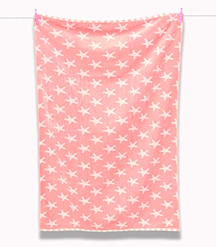 restmor Toallas de Playa 100% Algodón – Set de 2 Toallas de 85x165cm - Estrella de Mar Turquesa y Coral