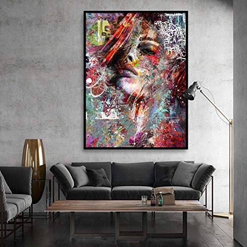 Retrato de mujer lienzo pintura póster impresiones lienzo arte imagen decorativa para sala de estar abstrac 40x50 cm