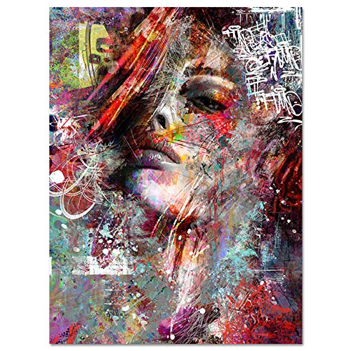 Retrato de mujer lienzo pintura póster impresiones lienzo arte imagen decorativa para sala de estar abstrac 40x50 cm