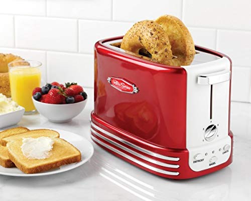 Retro Line Bread Toaster Model 2 Tostadora de Pan y Bagels, Acero Inoxidable, Rojo, Blanco