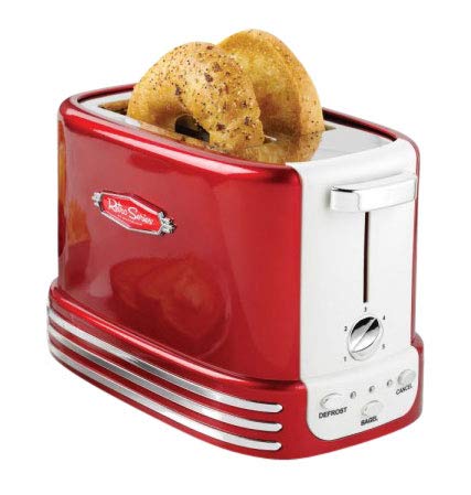 Retro Line Bread Toaster Model 2 Tostadora de Pan y Bagels, Acero Inoxidable, Rojo, Blanco