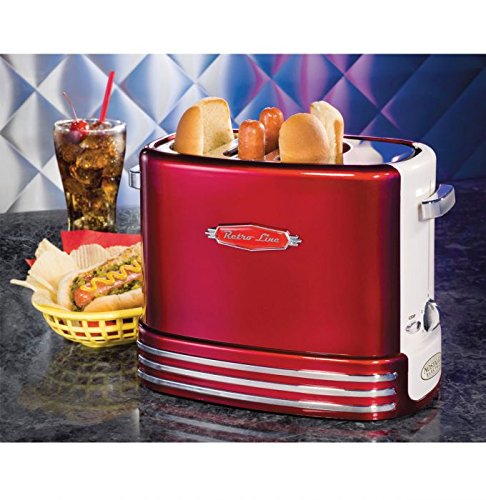 Retro Line Hot Dog POPUP Toaster Model 2 Máquina para Perritos Calientes, 650 W, Rojo, Blanco