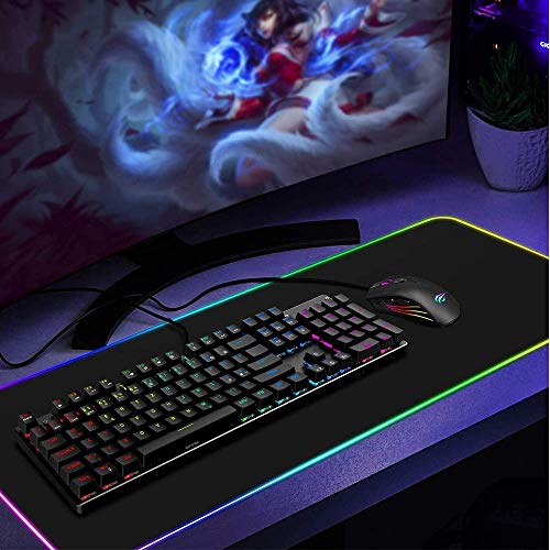 Retroiluminación LED con conexión de cable mecánico Gaming Keyboard, 104 Mecánica teclado de juego for los jugadores de PC y trabajar blanca (luz azul hielo) xuwuhz ( Color : Black(Red Shaftkey) )