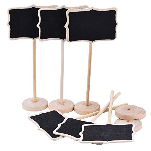 REYOK 20 x Mini Pizarras Número de Mesa Tabla para Señales de Tablero Signos de Mensajes Mini Pizarras con Soporte para Boda Fiesta Navidad (Forma del corazón + con Forma de Encaje)