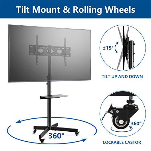 RFIVER Móvil Soporte TV de Suelo para Television de 32 a 60 Pulgadas con Ruedas Inclinable Altura Ajustable MAX Vesa 600x400mm MT2001