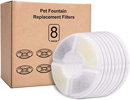 Rhodesy Filtros de 1,6L Fuentes de Agua Gato/Perro para Fuentes de Flores [8 PCS], Filtros de Repuesto de Fuentes de Mascotas con Resina y Carbón Activo(8 PAQUETES)