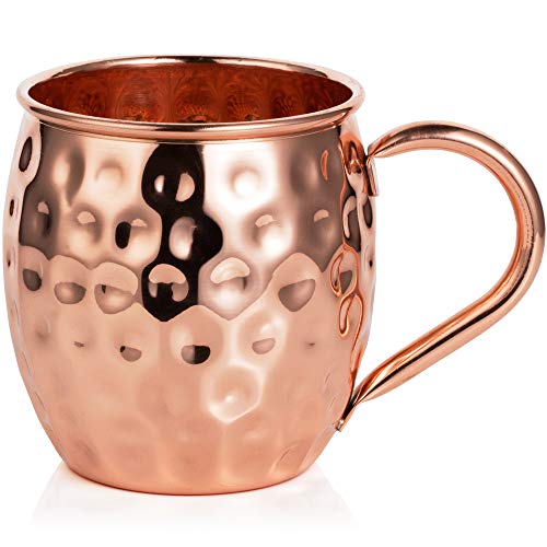 Riches & Lee Taza Moscow Mule Hecha de Cobre x 1 – Hecha a Mano y 100% Hecha de Cobre – Tazas con Estilo Barril de 18 Onzas en una Caja de Regalo