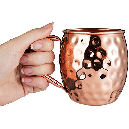 Riches & Lee Taza Moscow Mule Hecha de Cobre x 1 – Hecha a Mano y 100% Hecha de Cobre – Tazas con Estilo Barril de 18 Onzas en una Caja de Regalo