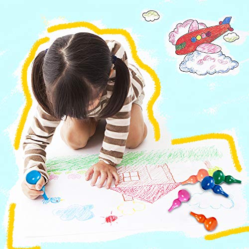 Richgv® Crayones para Niños, Ceras Irrompibles de Colores,12 Colores, no Tóxicos, Lavables, Buen Material de Escritura y Dibujo para Niños, Apilables, Juguetes para Bebés y Niños (Cucurbit)