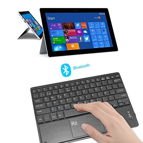 Rii Ultra-delgado teclado bluetooth con una función de multi-touchpad y batería recargable,color negro - QWERTY Español