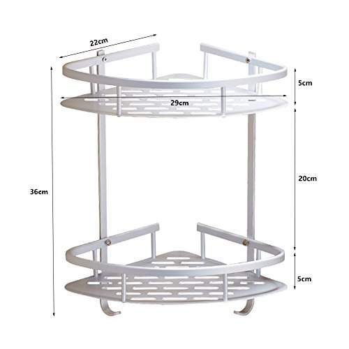 Rinconera de baño Multiply-X, estante para ducha de aleación de aluminio anodizado, con 2 estantes, montaje en pared, capacidad para jabón, champú y limpiador facial