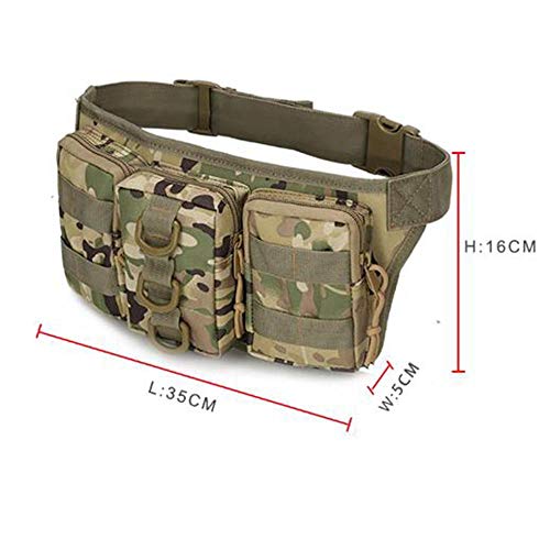 Riñonera Yuan Ou Bolsa de Cintura táctica Militar Impermeable para Hombres, Deportes al Aire Libre, Senderismo, Caza, equitación, Bolsa del ejército, Bolsa de cinturón de Escalada, Caqui