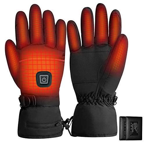 Rishaw Guantes Calefactores Eléctricos con Batería Recargable,Guantes Térmicos,3.7 V 4000 mAh 3-Modos de Calefacción,Guantes Impermeables con Pantalla Táctil,Adecuados para Actividades al Aire Libre