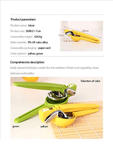 RISTARWH Exprimidor Manual de Acero Inoxidable exprimidor de Cocina exprimidor de Frutas y Verduras máquina de Jugo de Naranja limón fácil de Limpiar y fácil de Llevar