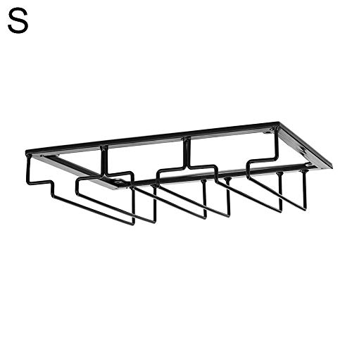 RIsxffp Colgando Al revés Soporte para Copas de Vino - Soporte de Acero para Colgar Copas en la Cocina, Bar o Restaurante Black S