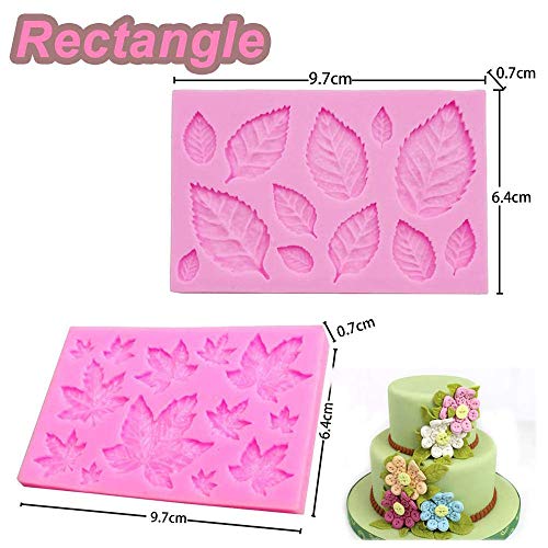 Ritte 4 Piezas Molde Fondant Hoja Arce, Molde Silicona En Forma Hoja Arce para Hacer Dulces Bricolaje, Herramientas para Hornear Decoración Pasteles