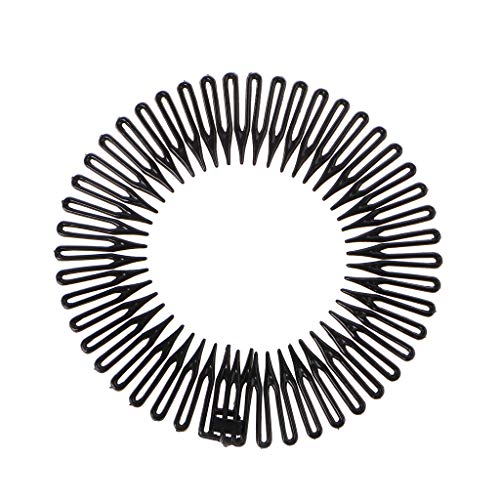 RK-HYTQWR 5Pieces / Lot Cute Plastic Full Circle Stretch Flexible Hair Peine Dientes Diadema Hair Band Clip, Cute Fashion Rice Fideos Peine, Negro