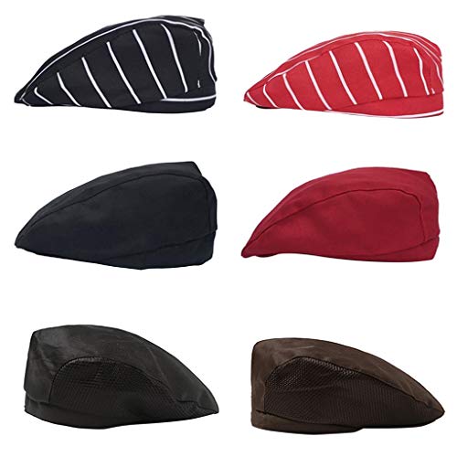 RK-HYTQWR Gorro de Chef para Mujer para Hombre, pastelero, Panadero, Cocina, Cocinero, cafetería, Boina de Pico de Pato, Boina de Camarero de café, Negro Transpirable