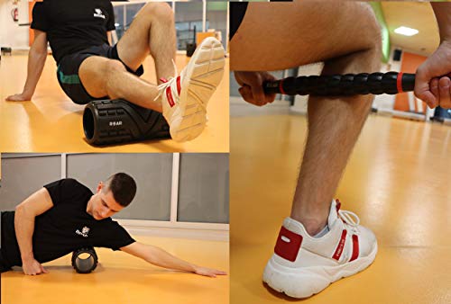 Roar® Foam Roller Masaje Kit, Rodillo Masaje Muscular Pack, Foam Roll Terapia, Roller Foam, Rulo Masaje Muscular, Rodillo Espuma Masajeador, Lacrosse Ball Y Bola Masaje con Palo Masajeador, Pilates.