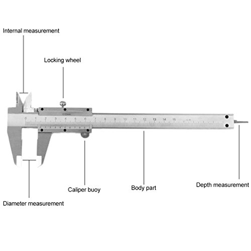 Rocita Luminación Pie de rey 6" 0-150mm / 0,02 mm Herramienta del metal del calibrador de acero al carbono calibradores