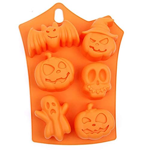 Rocita - Molde de silicona suave con 6 agujeros, diseño de calabaza de Halloween, color naranja