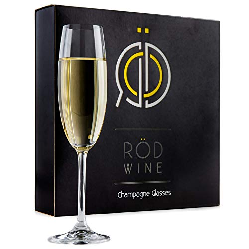 ROD Wine Juego de Copas de Champán - Copas de Boda en Cristal de Titanio sin Plomo, con una Taza Grande 220 ml Bodas, Fiestas y Ocasiones Especiales - la Idea Perfecta para un Regalo - Juego de