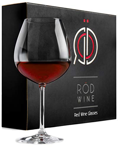 ROD Wine Juego de Copas de Vino Tinto - Vasos de Cristal en Titanio sin Plomo, con una Taza Grande 650 ml, Copas de Vino Tinto con un Tallo Largo para una degustación Ideal