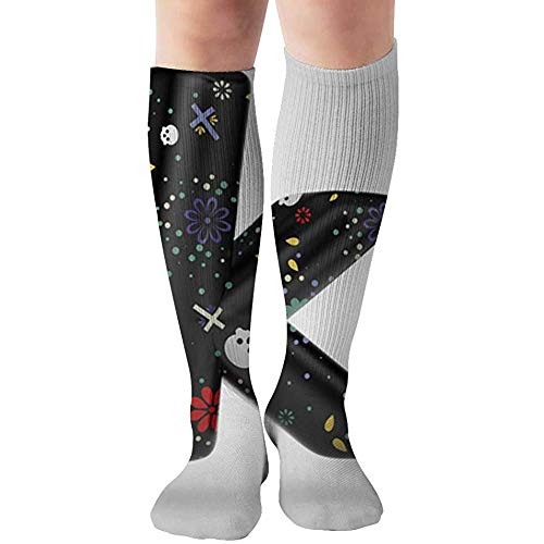 Rodilla Alta Calcetines Santa Muerte Letra K Minúscula 3 D Signos Símbolos Calcetines De Tripulación Calcetines De Compresión Calcetines De Tubo Atlético 50Cm / 19.7 Pulgadas Mujeres Hombres Calc