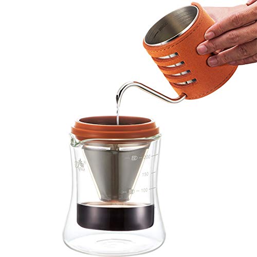 ROIY Oreja Colgante Cafetera De Mano Acero Inoxidable 304 Olla De Boca Larga Mini Perforación De Mano Olla De Boca Fina Sin Mango Elaboración De Café Marrón (Color : Brown)