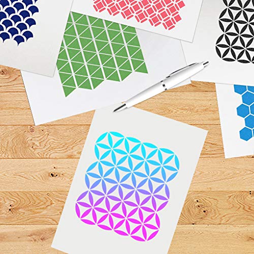 Rolin Roly 6PCS Plantillas de Dibujo geométrico Manualidades pintura cortada con láser Painting Stencils Reutilizable para pintar muebles Rocas y Arte