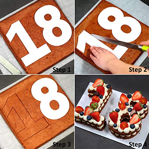 Rolin Roly 9 Piezas 12 Inch Moldes Número para Tarta Cumpleaños, Molde para Tarta de Número para Aniversario, Fiestas,Number Cake Mould 0-9