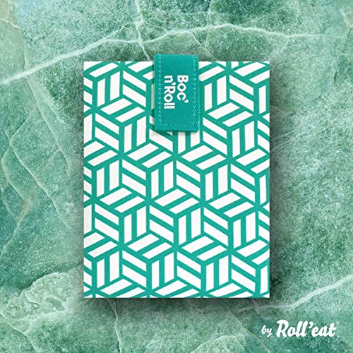 Roll'eat - Boc'n'Roll Tiles Bolsa Merienda Porta Bocadillos Ecológica y Reutilizable sin BPA, Verde