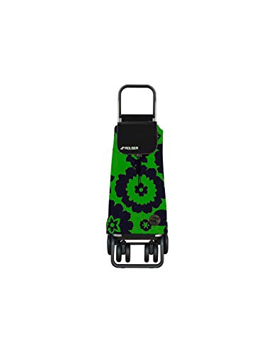 Rolser Carro Pack Flor 4 Ruedas 2 Giratorias Plegable - Verde/Negro