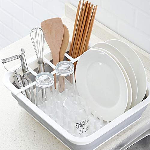 Romote Escurreplatos Plegable Escurreplatos Plegable escurridor Plato Plegable Durable del escurridor Gris Plegables Plato de Placas escurridor Fregadero Cubiertos Cesto