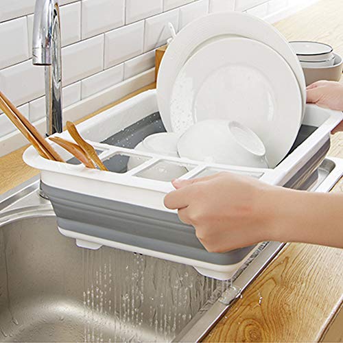 Romote Escurreplatos Plegable Escurreplatos Plegable escurridor Plato Plegable Durable del escurridor Gris Plegables Plato de Placas escurridor Fregadero Cubiertos Cesto