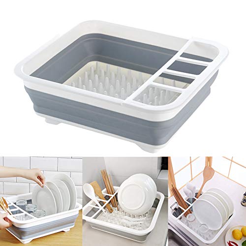 Romote Escurreplatos Plegable Escurreplatos Plegable escurridor Plato Plegable Durable del escurridor Gris Plegables Plato de Placas escurridor Fregadero Cubiertos Cesto