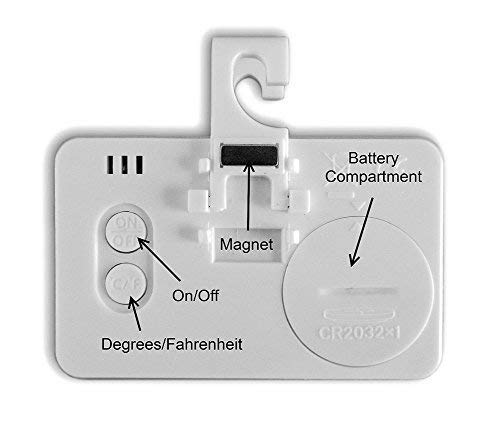 Romote SUO SI - Termómetro para frigorífico, minipantalla LCD, digital, resistente al agua, termómetro para la nevera o congelador, monitor de temperatura con alarma portátil, (blanco)