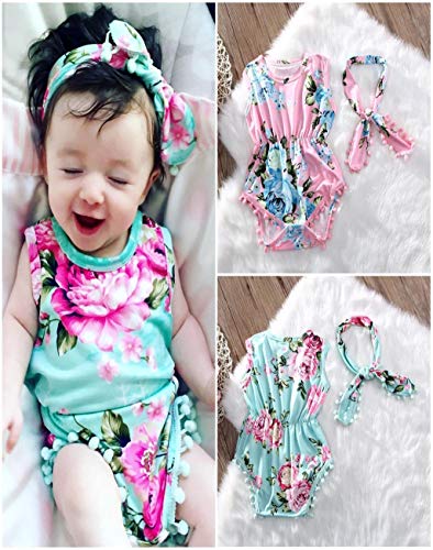 Ropa Bebe NiñA Verano Mejor Venta De NiñA ReciéN Nacida Floral Mono Mono Traje Vestido Infantil PeoníA Flor PequeñA Pieza Manto con Tocado - Rosa