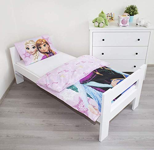 Ropa de cama infantil de Disney, a elegir: princesa o Frozen. Funda de almohada, 40 x 55 cm y funda nórdica, 90 x 140 cm, algodón. Bonito regalo para niña, algodón, Frozen 02., 90 x 140 cm