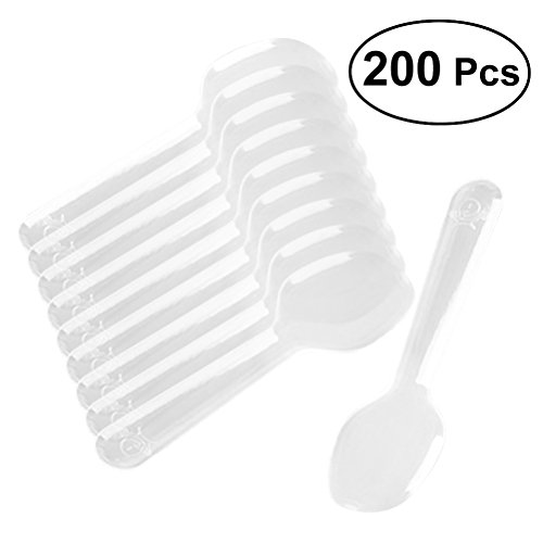 rosenice cucharas desechables 200pcs Mini Clear Plastic cucharillas de cubiertos de la aperitivos para tartas en los hielos gelées