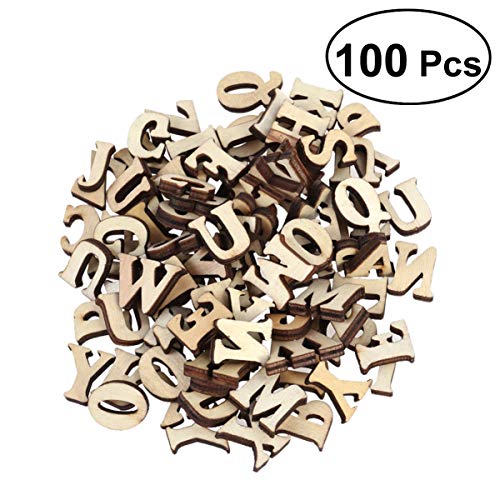 ROSENICE Letras de madera Scrapbooking Discos de corte de madera Artes de madera Artesanías alfabeto 100pcs