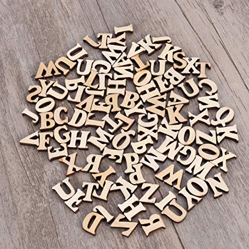 ROSENICE Letras de madera Scrapbooking Discos de corte de madera Artes de madera Artesanías alfabeto 100pcs