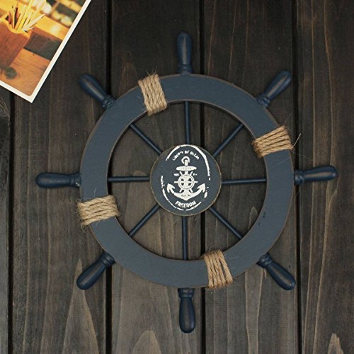 Rosenice - Timón de barco pirata con ancla fabricado en madera para decoración de pared