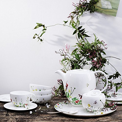 Rosenthal Brillance Fleurs Sauvages Plato Hondo con ala, Porcelana De Hueso, Multicolor, 23 cm