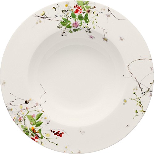 Rosenthal Brillance Fleurs Sauvages Plato Hondo con ala, Porcelana De Hueso, Multicolor, 23 cm