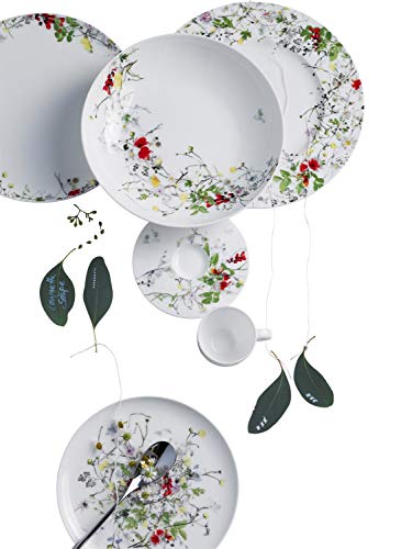 Rosenthal Brillance Fleurs Sauvages Plato Llano con ala, Porcelana De Hueso, Multicolor, 23 cm