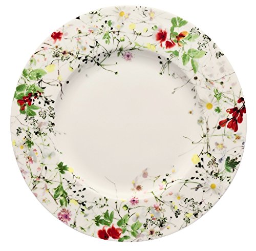 Rosenthal Brillance Fleurs Sauvages Plato Llano con ala, Porcelana De Hueso, Multicolor, 23 cm