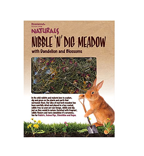 Rosewood Naturals Nibble 'n' Dig Meadow, Diente de león y Flores, para Animales pequeños