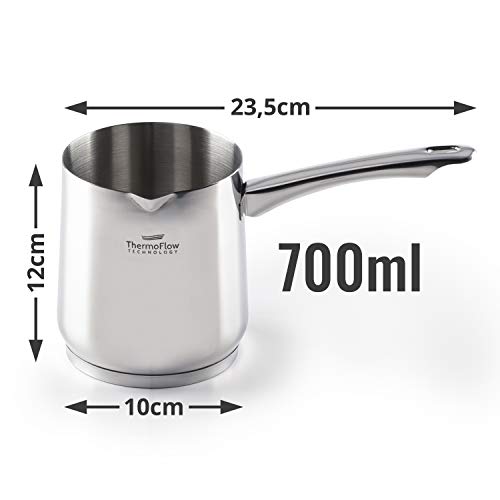 ROSMARINO Jarra de Café Turco - Cafetera Turca de Acero Inoxidable 18/10 - Cafetera Inducción Apta para Todo Tipo de Cocinas y Lavavajillas (700 ml)